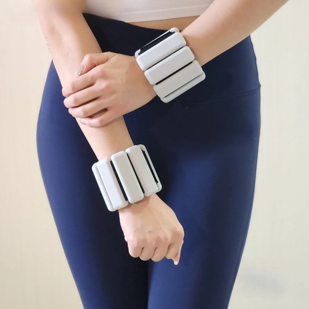 Unisex Adjustable Silicone Weighted Wrist Ankle Bracelets, 1LB/2LB Hand & Foot Weights for Yoga Pilates Gym Strength Training